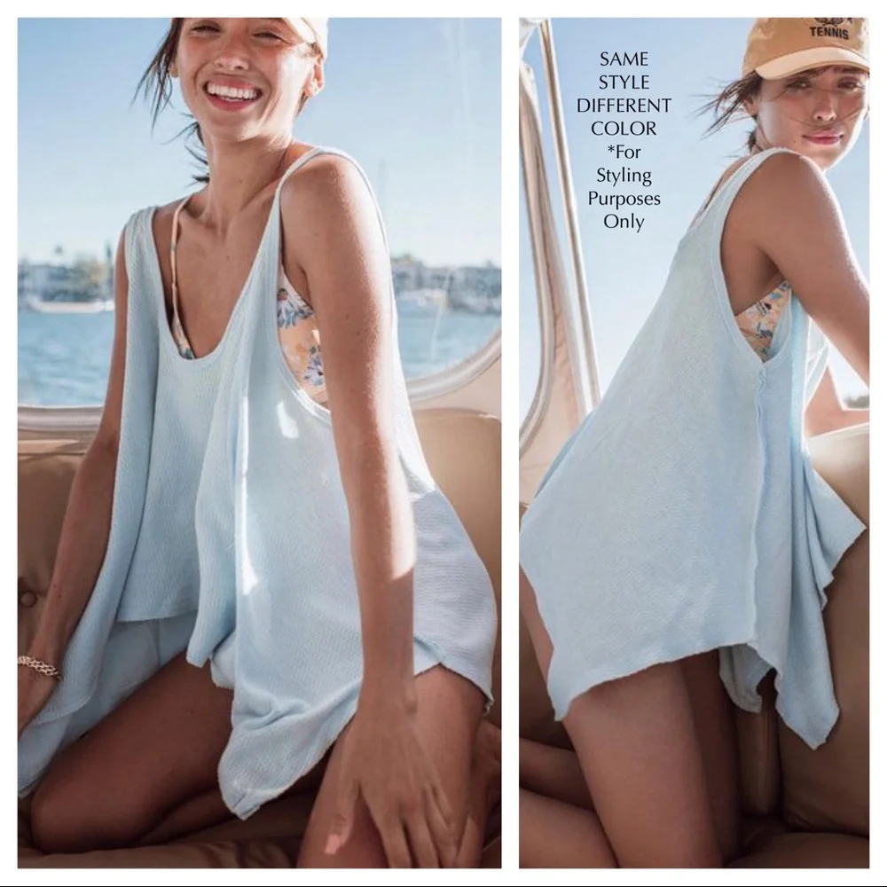 FREE PEOPLE BOHO FLOWY TOP BOHEMIAN TUNIC TANK SLEEVELESS BLACK KNIT TEE A3C - Picture 6 of 15